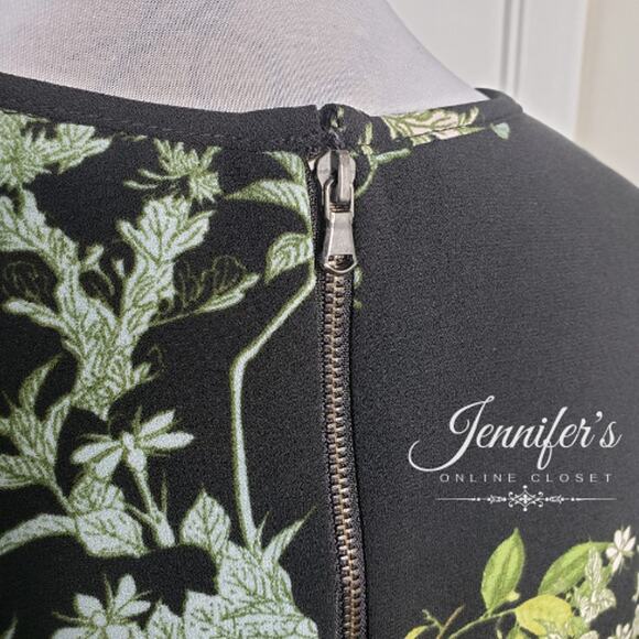 Julian Taylor Women's Black Floral Keyhole Fit & Flare Dress Size 16 - Picture 7 of 12